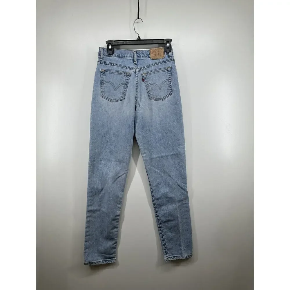 Levi's 512 High Rise Slim Fit Tapered Jeans sz 6 M Blue Denim distressed stretch